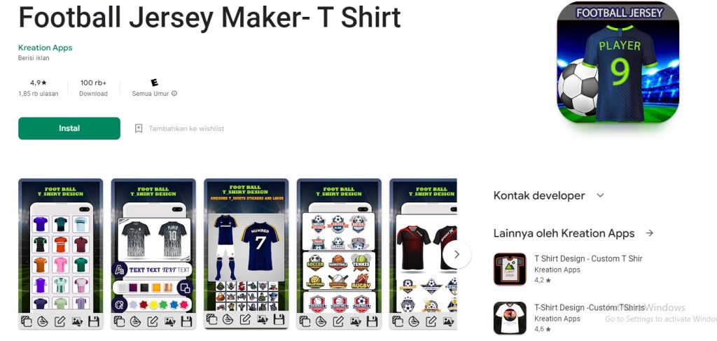 Aplikasi Desain Kaos Football jersey Maker